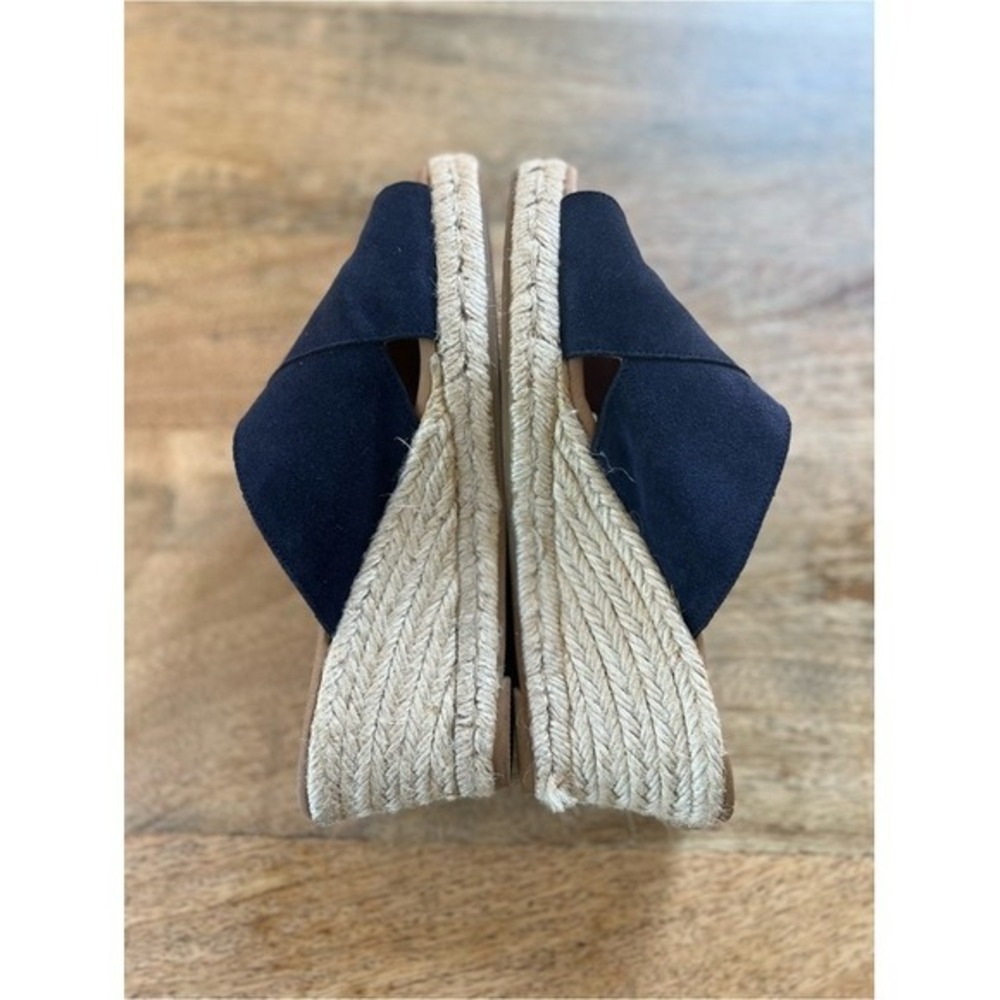 Paseart Navy Suede Crisscross Espadrille Wedge Sandals size 7.5 - Picture 5 of 9